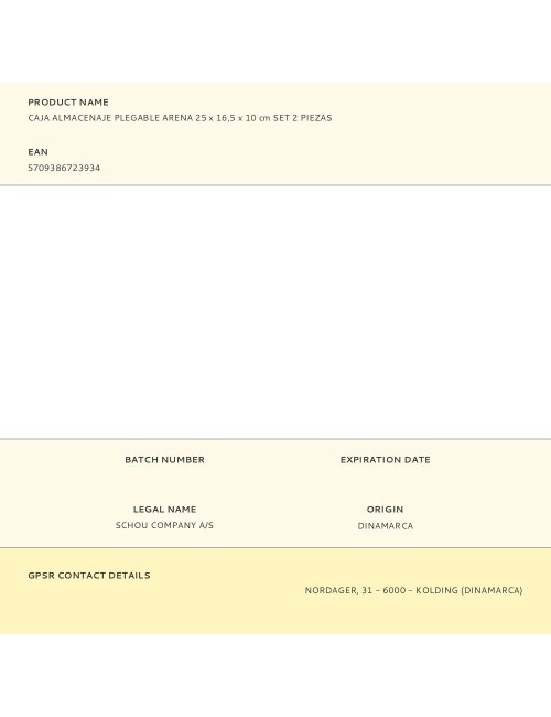 Caja almacenaje plegable arena 25 x 16,5 x 10 cm set 2 piezas