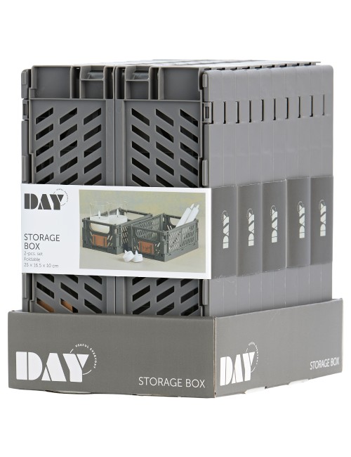 Caja almacenaje plegable gris 25 x 16,5 x 10 cm set 2 piezas