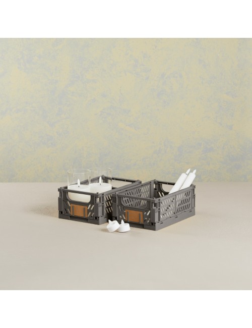 Caja almacenaje plegable gris 25 x 16,5 x 10 cm set 2 piezas