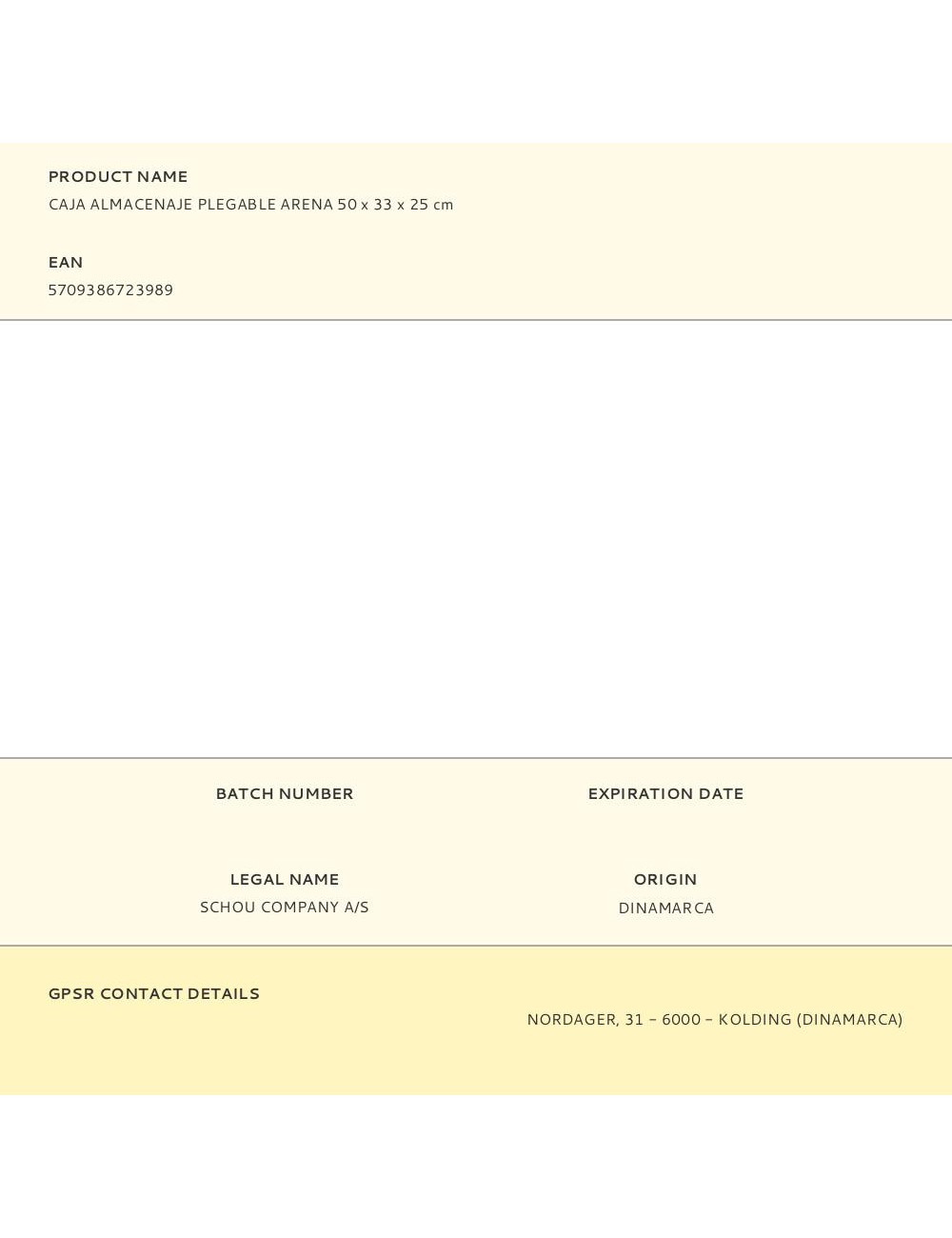 Caja almacenaje plegable arena 50 x 33 x 25 cm