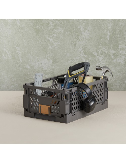 Caja almacenaje plegable gris 50 x 33 x 25 cm