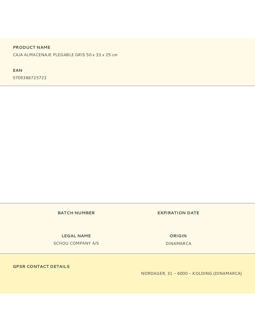 Caja almacenaje plegable gris 50 x 33 x 25 cm