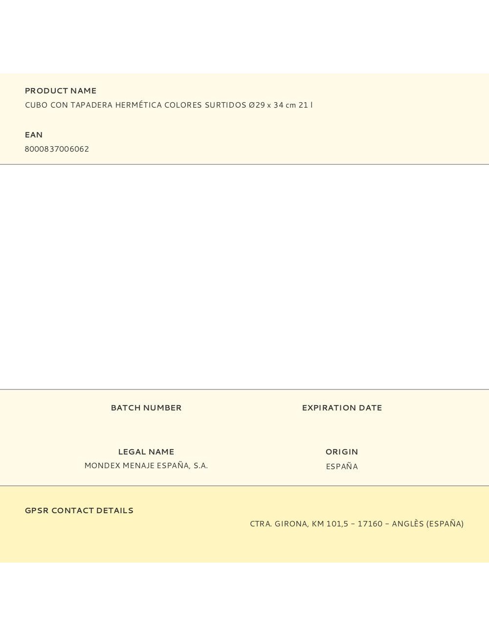 Cubo con tapadera hermética colores surtidos ø29 x 34 cm 21 l