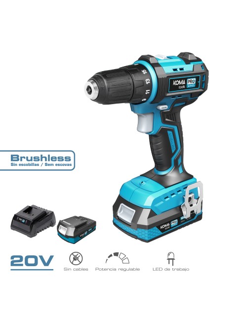 Kit taladro atornillador brushless 20 v
