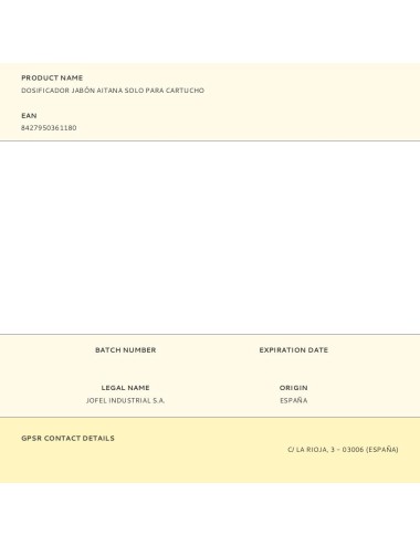 Dosificador jabón aitana solo para cartucho