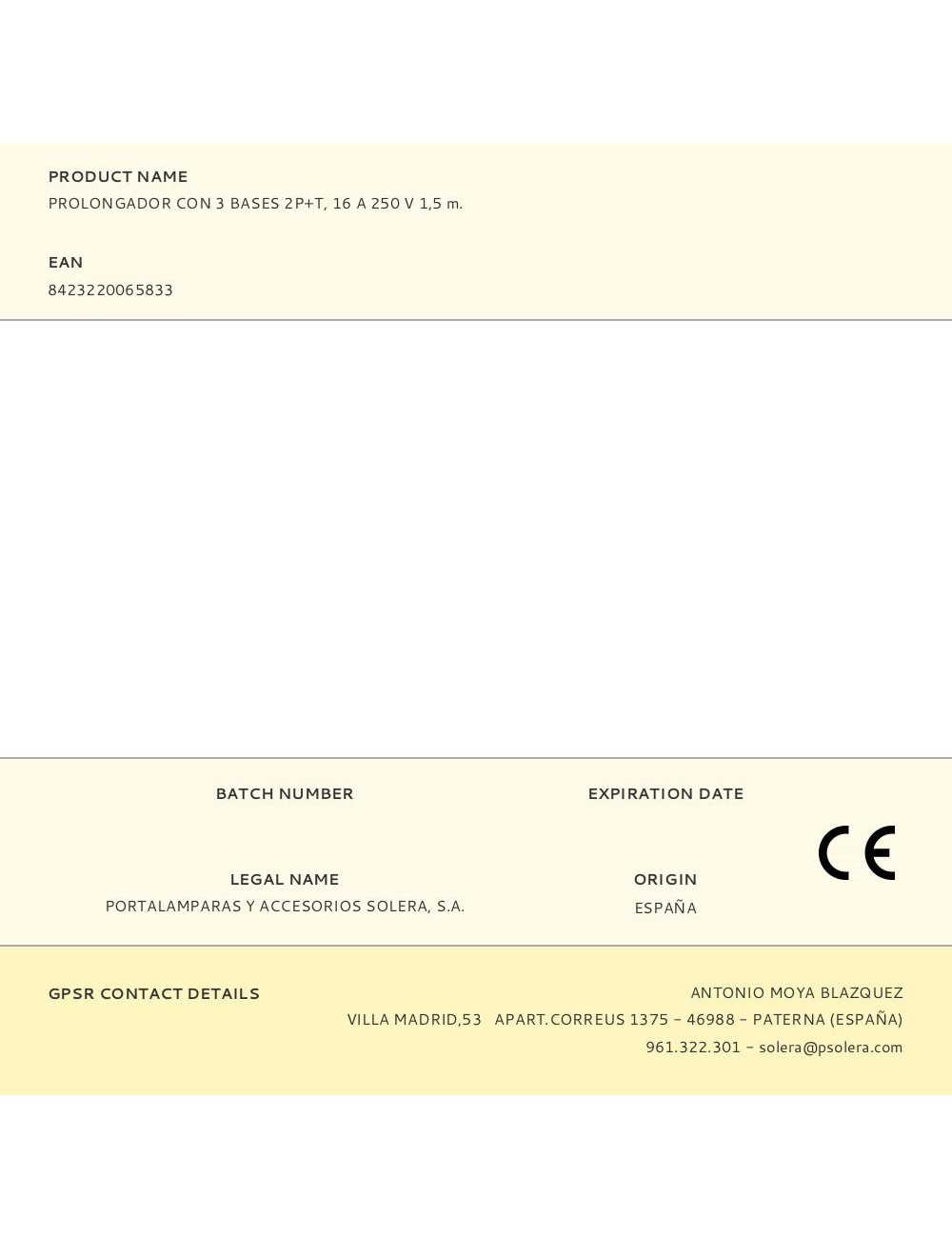 Base multiple 3 tomas 2p+t schuko, interruptor, ip44, 1,5 m de cable h05rr-f 3g1,5 mm, negra/azul