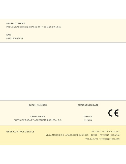 Base multiple 3 tomas 2p+t schuko, interruptor, ip44, 1,5 m de cable h05rr-f 3g1,5 mm, negra/azul