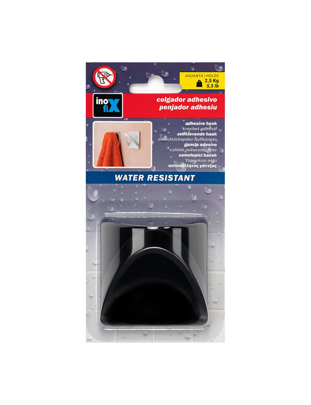 Colgador resistente al agua modelo cinta negro mate (blister)