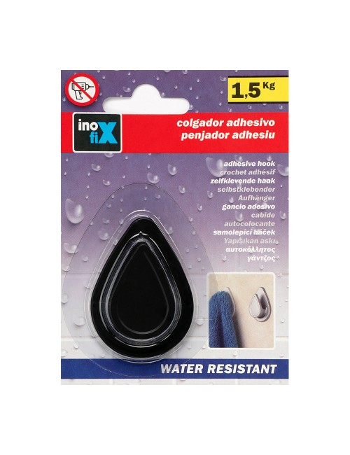 Colgador resistente al agua modelo gota negro mate (blister)