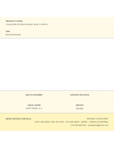 Colgador escobas negro 3034-3 inofix