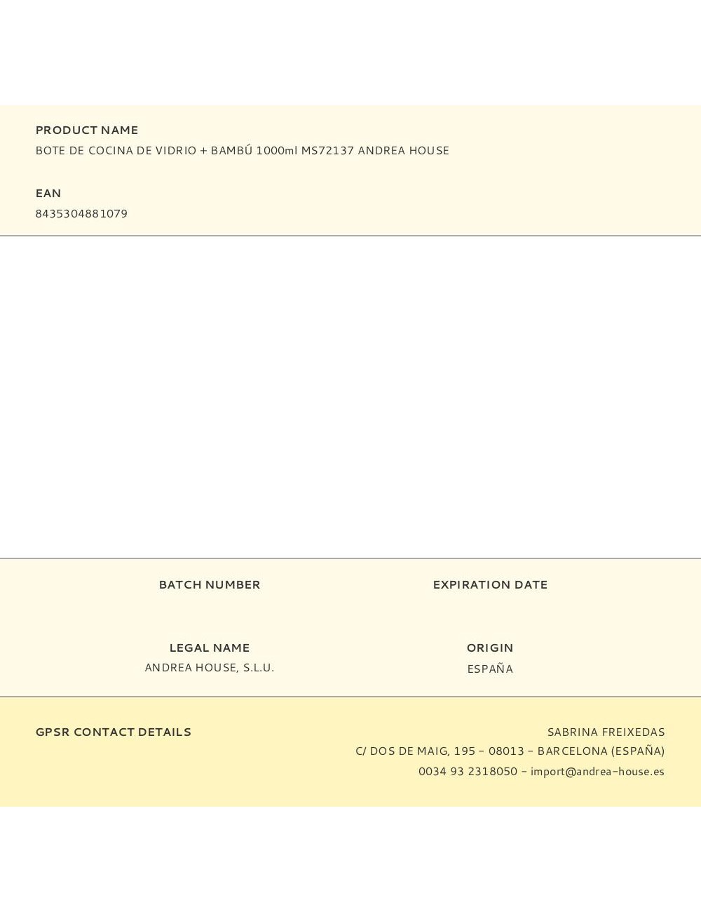 Bote de cocina de vidrio + bambú 1000 ml