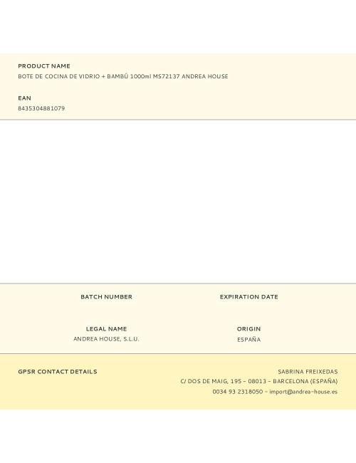 Bote de cocina de vidrio + bambú 1000 ml