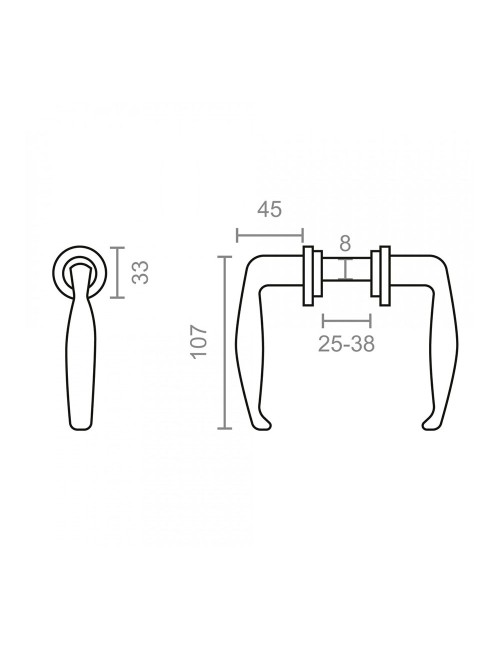 Juego de manillas para puerta metálica 232 25 - 38 mm negro