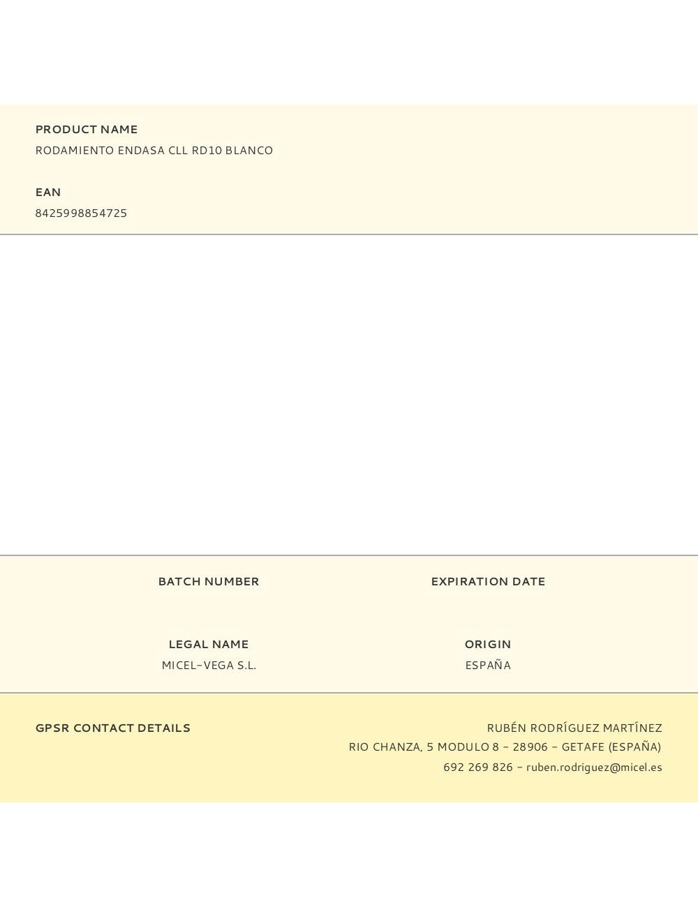 Rodamiento endasa cll rd10 blanco