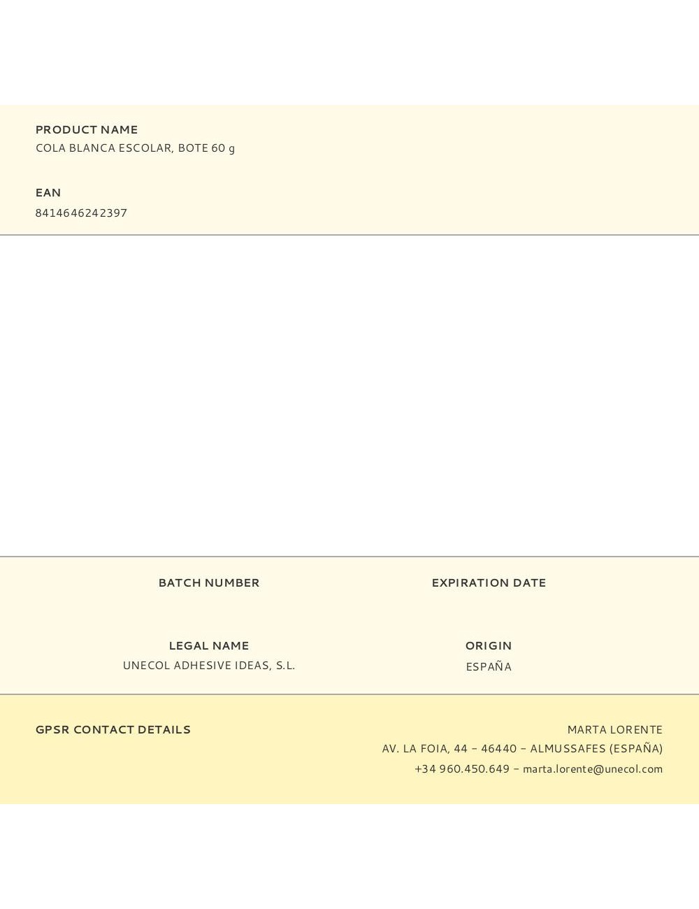 Cola blanca escolar, bote 60 g