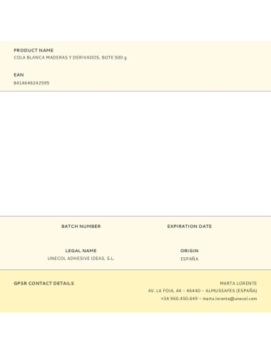 Cola blanca maderas y derivados, bote 500 g