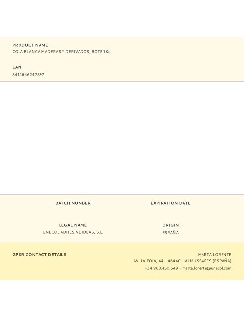 Cola blanca maderas y derivados, bote 1kg