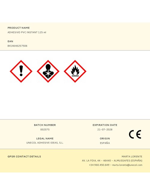 Adhesivo pvc instant 125 ml