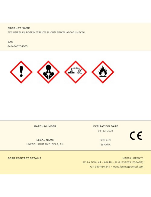 Adhesivo pvc uneplas bote con pincel 1 l