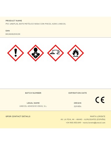 Adhesivo pvc uneplas bote con pincel 500 ml