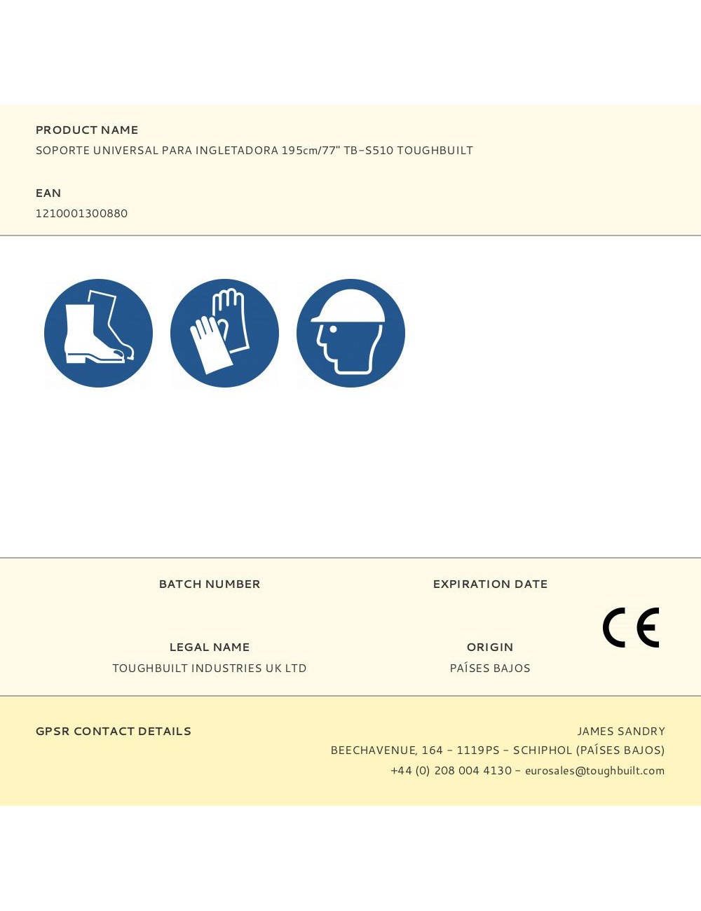 Soporte universal para ingletadora 77" / 195 cm