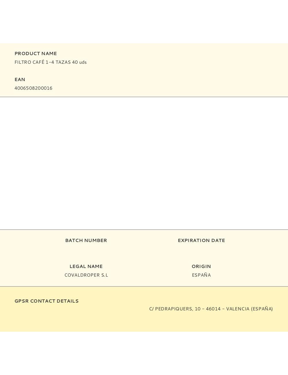 Filtro café 1-4 tazas 40 uds