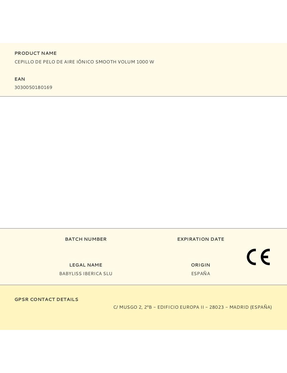 Cepillo de pelo de aire iónico smooth volum 1000 w