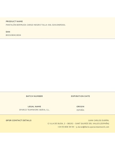 Pantalón bermuda cargo negro talla-xxl 02410nr5xxl