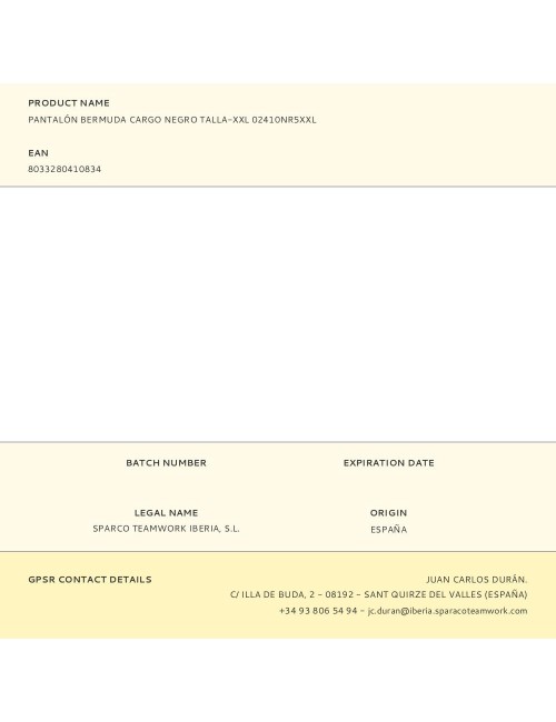 Pantalón bermuda cargo negro talla-xxl 02410nr5xxl