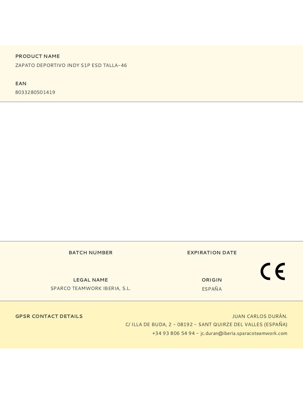 Zapato deportivo indy s1p esd talla-46