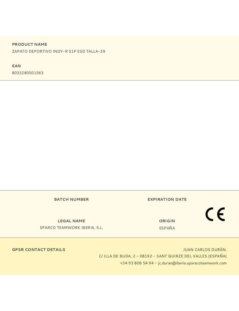 Zapato deportivo indy-r s1p esd talla-39