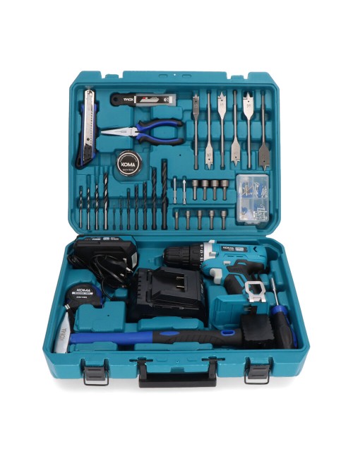Kit taladro atornillador 20 v con 70 accesorios con batería y cargador