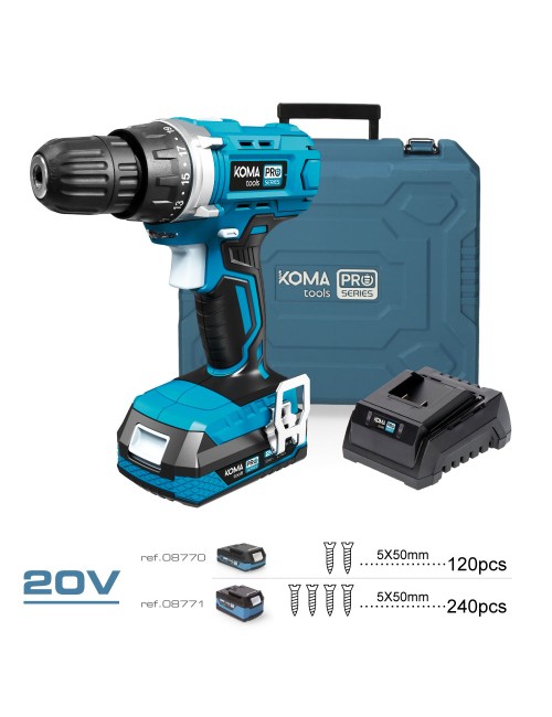 Kit taladro atornillador 20 v con 40 accesorios con batería y cargador