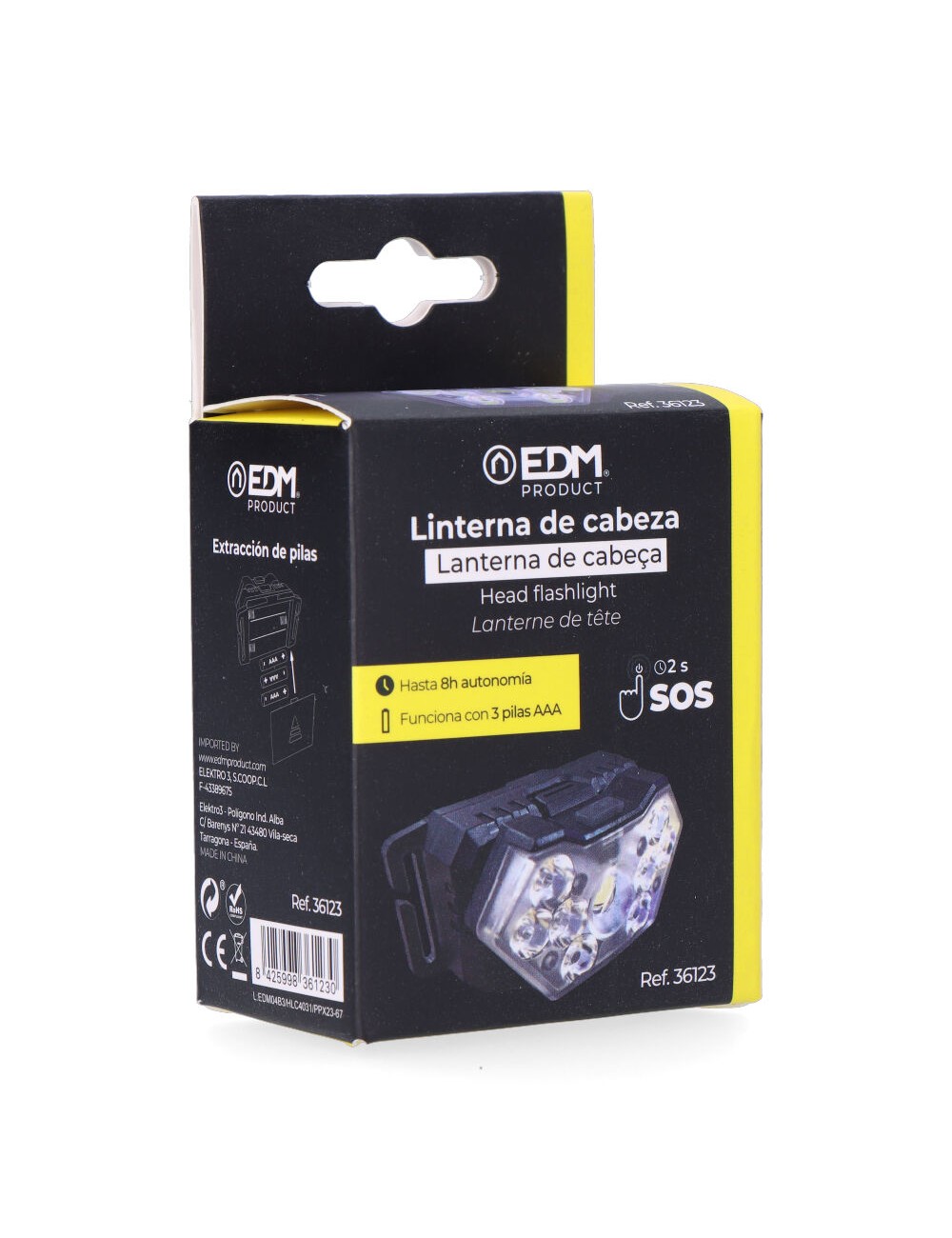 Linterna de cabeza inclinable a pilas 5w