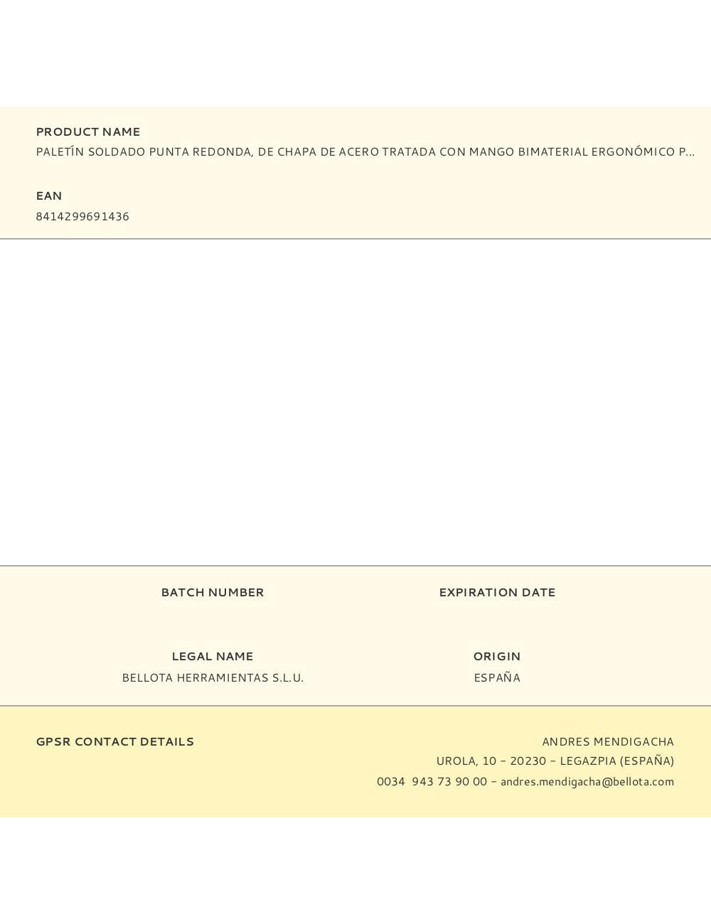 Paletín soldado punta redonda, de chapa de acero tratada con mango bimaterial ergonómico para una mayor comodidad. medidas:  ...