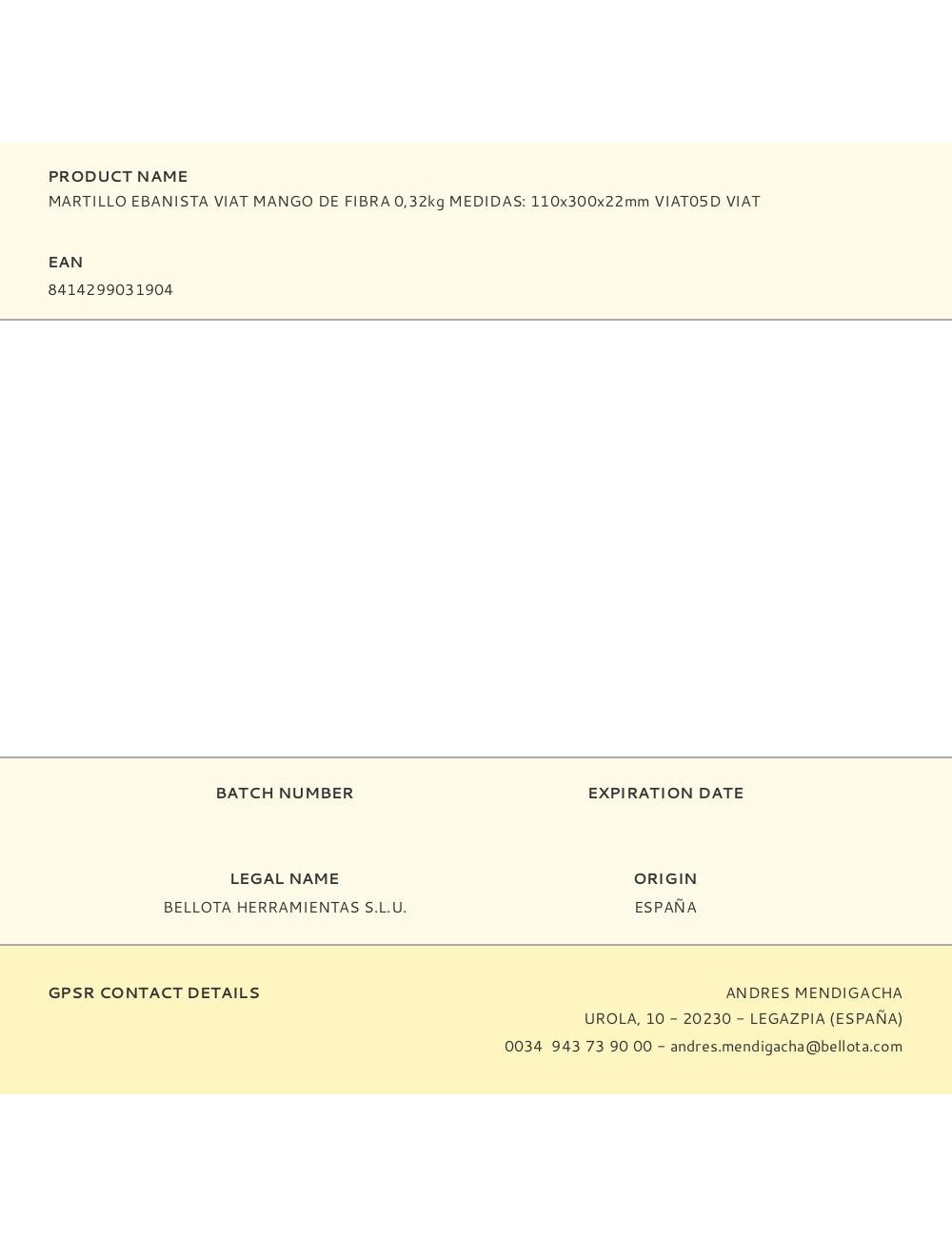 Martillo ebanista con mango de fibra 0,32 kg medidas: 110 x 300 x 22 mm