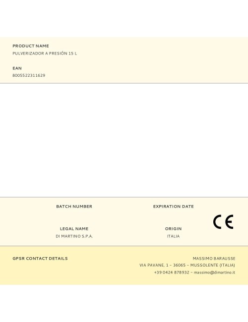 Pulverizador a presión 15 l