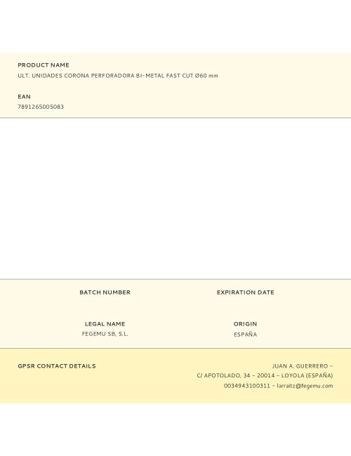 Corona perforadora bi-metal fast cut ø60 mm