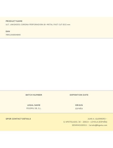 Corona perforadora bi-metal fast cut ø22 mm