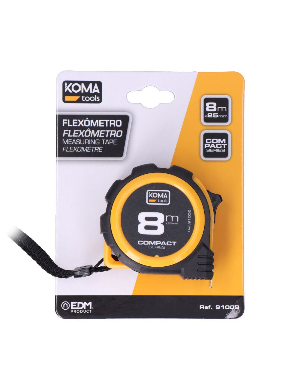 Flexómetro 8m x 25mm abs compact koma tools