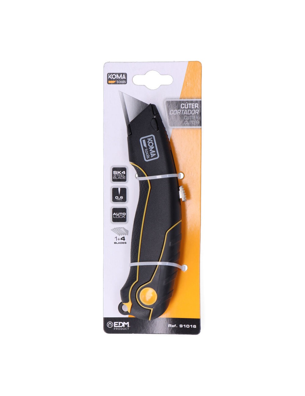 Cúter con cuchilla retráctil + 5 cuchillas trapezoidal.