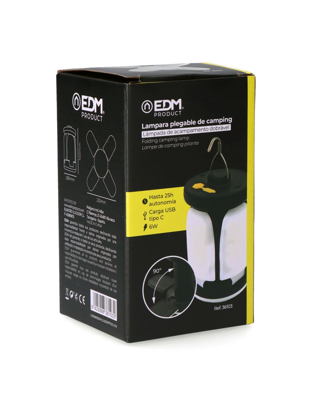 Lámpara nomad light, plegable, recargable, 6 w, 500 lm