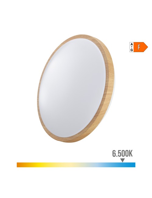 Aplique led circular de superficie efecto madera 18 w 6500 k 1820 lm ø33 x 5,5 cm