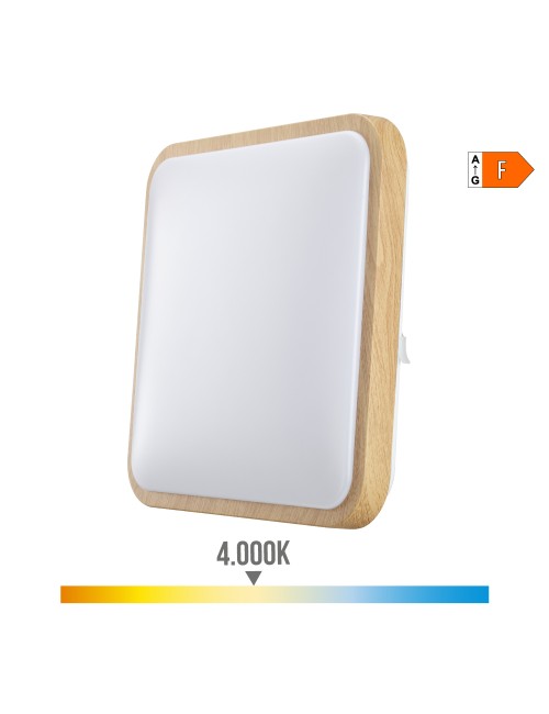 Aplique superficie cuadrado led efecto madera 18 w 4000 k 1820 lm 33 x 5 x 33 cm