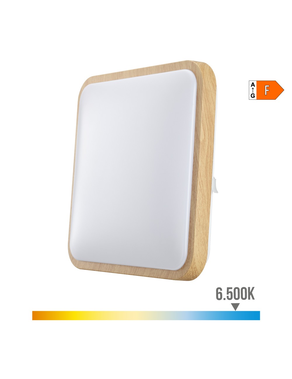 Aplique superficie cuadrado led efecto madera 18 w 6500 k 1820 lm 33 x 33 x 7 cm
