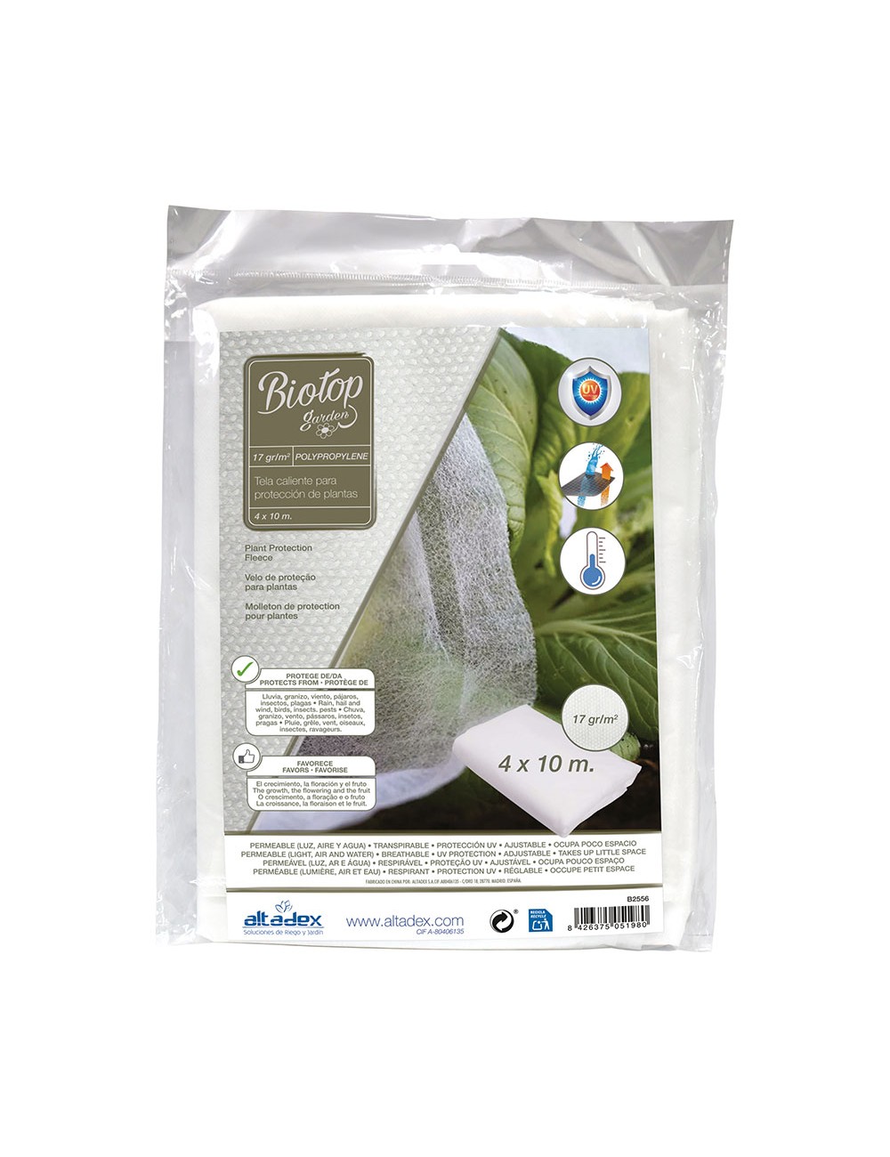 Tela de protección cultivos paño artic 4 x 10 m 17g/m