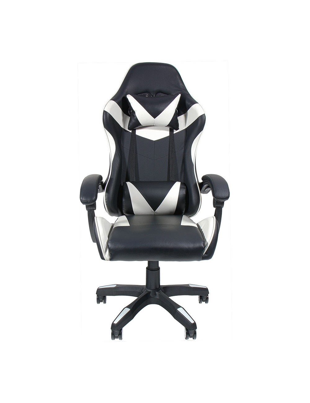 Silla gaming ergonómica negra y blanca