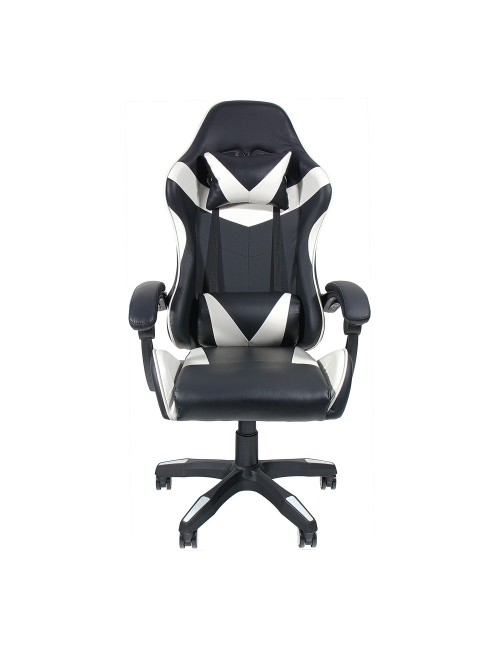 Silla gaming ergonómica negra y blanca