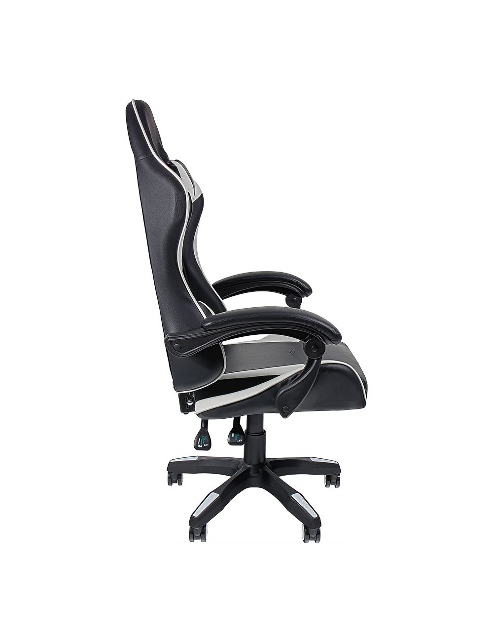 Silla gaming ergonómica negra y blanca