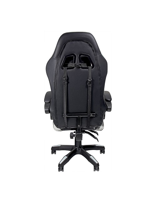 Silla gaming ergonómica negra y blanca